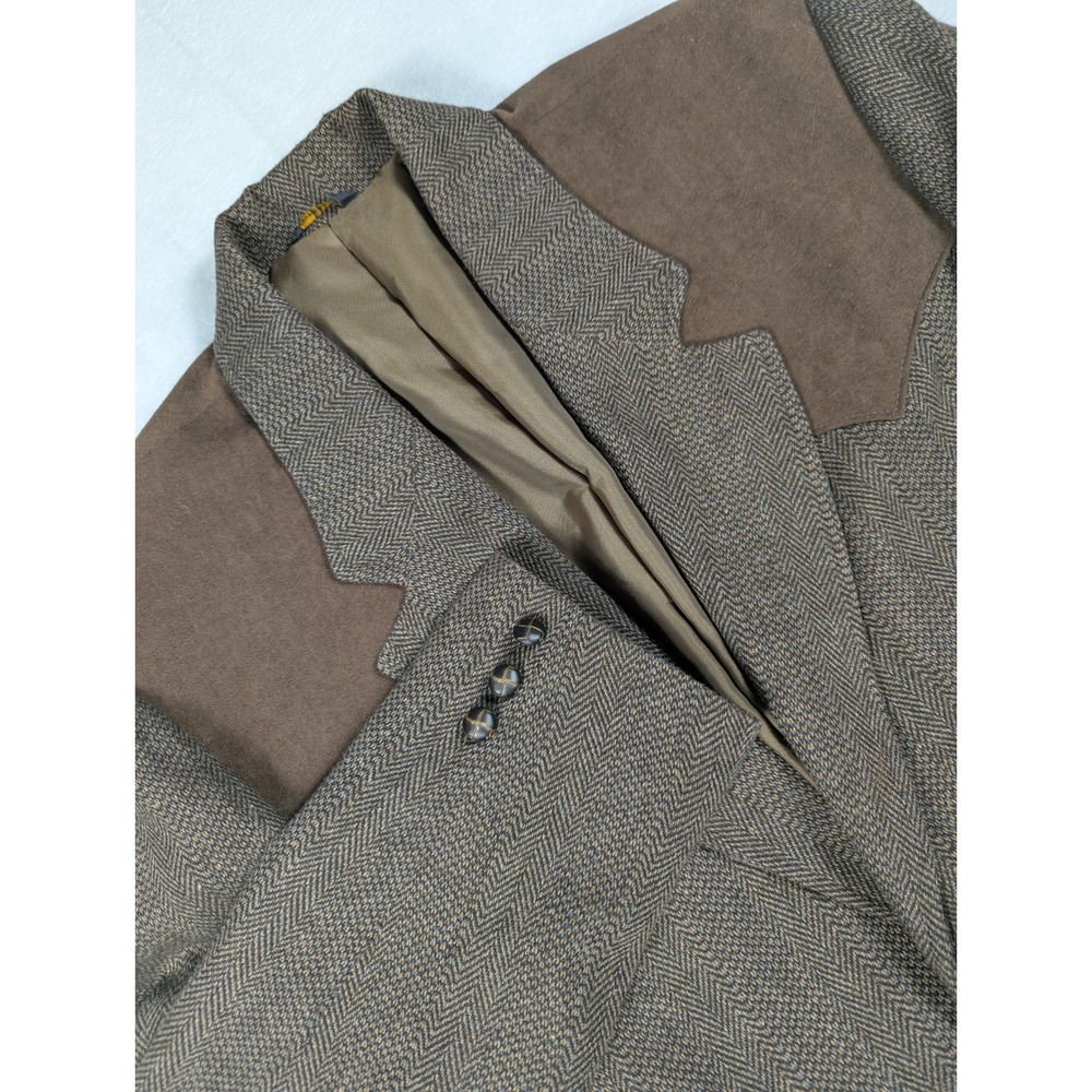 Vintage Pioneer Wear Country Gentleman Tweed Suede Western Style Blazer Mens 44R